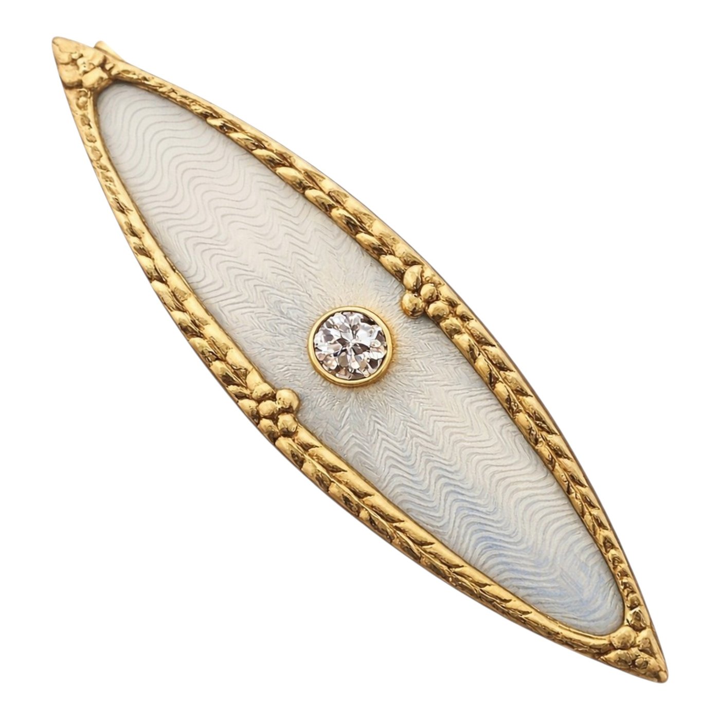 A Faberge 56K Gold Diamond and Enamel Brooch St Petersburg, 1900-1917