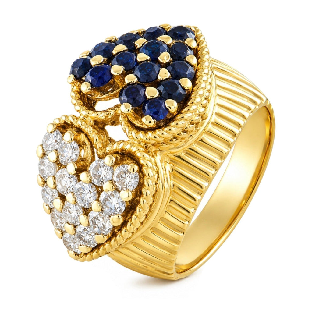 18K Yellow Gold 0.50ct Diamond and Sapphire Ring