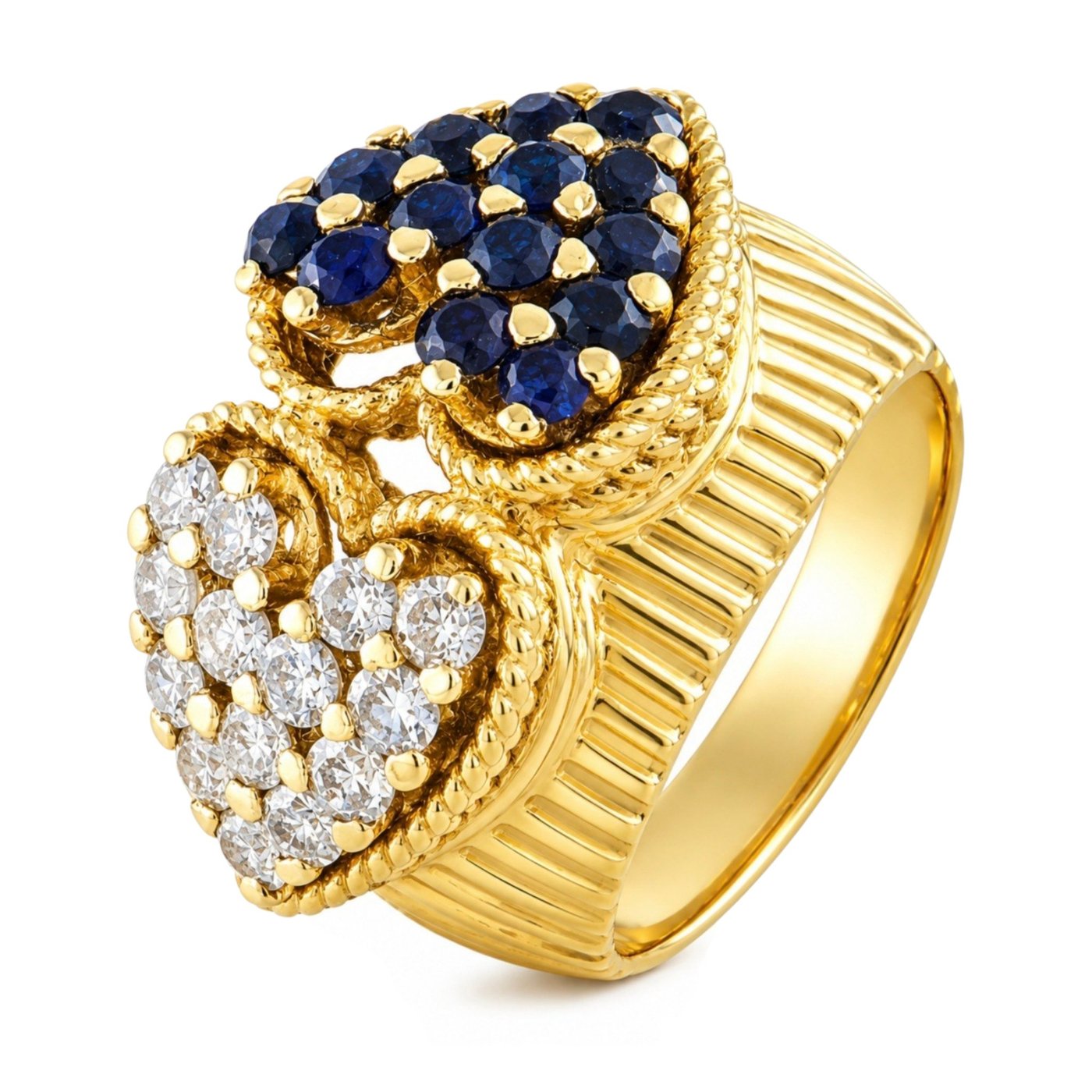 18K Yellow Gold 0.50ct Diamond and Sapphire Ring