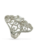 18K White Gold Ring with Radiant and 4ct Round Diamonds