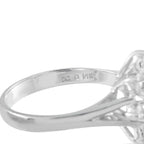 Inside band hallmark showing 14K on a white gold diamond cluster ring