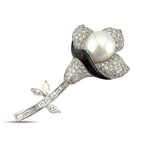 18K White Gold and 5.61ct Diamond Flower Brooch