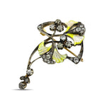 Imperial Russian 56 Yellow Gold 1.55ct Diamond and Enamel Brooch