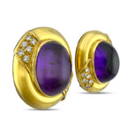 18K Yellow Gold 18.00ct Amethyst and 0.60ct Diamond Earrings