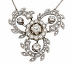 Antique 18K White Gold Celeste Rotating Diamond Halo Necklace