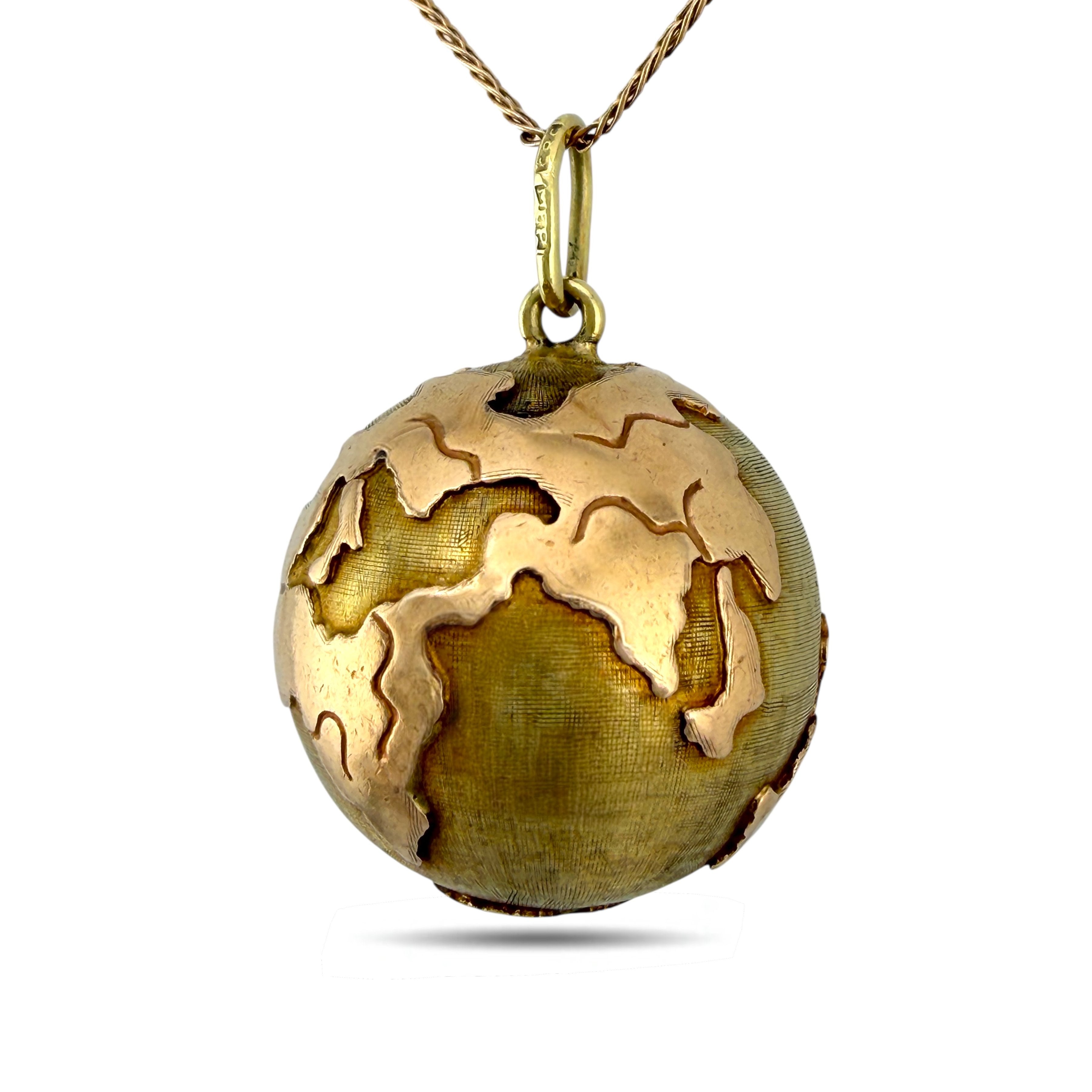 14K Yellow and Rose Gold Sculpted Earth Pendant