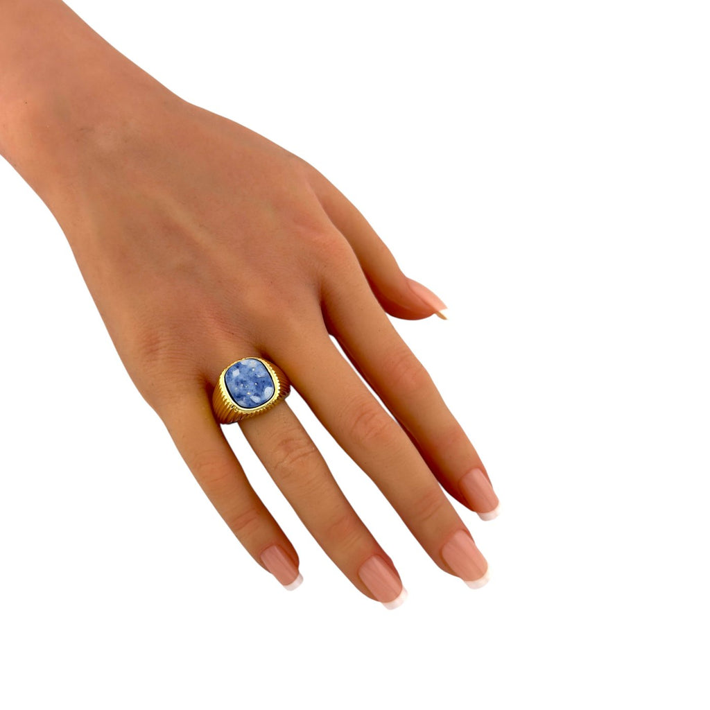 Vintage 14K Yellow Gold Lapis Lazuli Ring