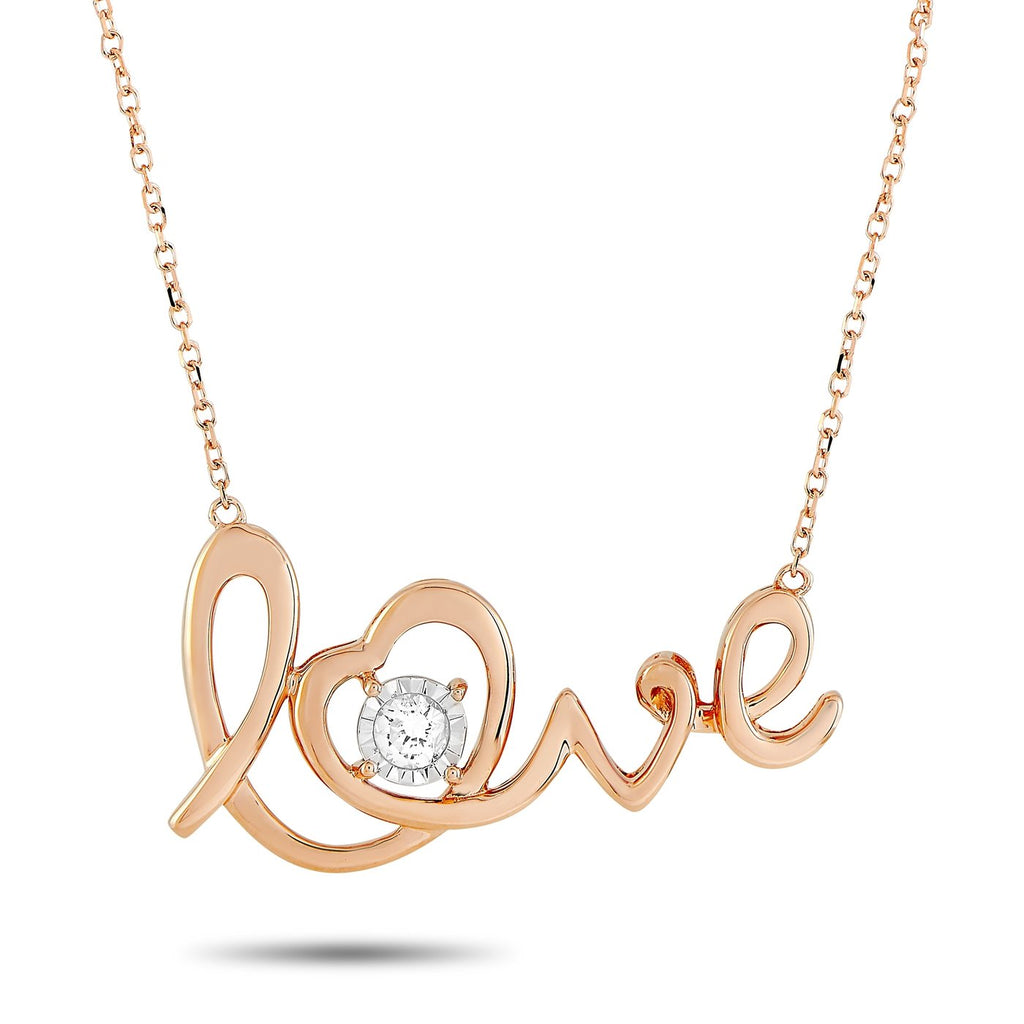 14K Rose Gold 0.10 ct Diamond Pendant Necklace
