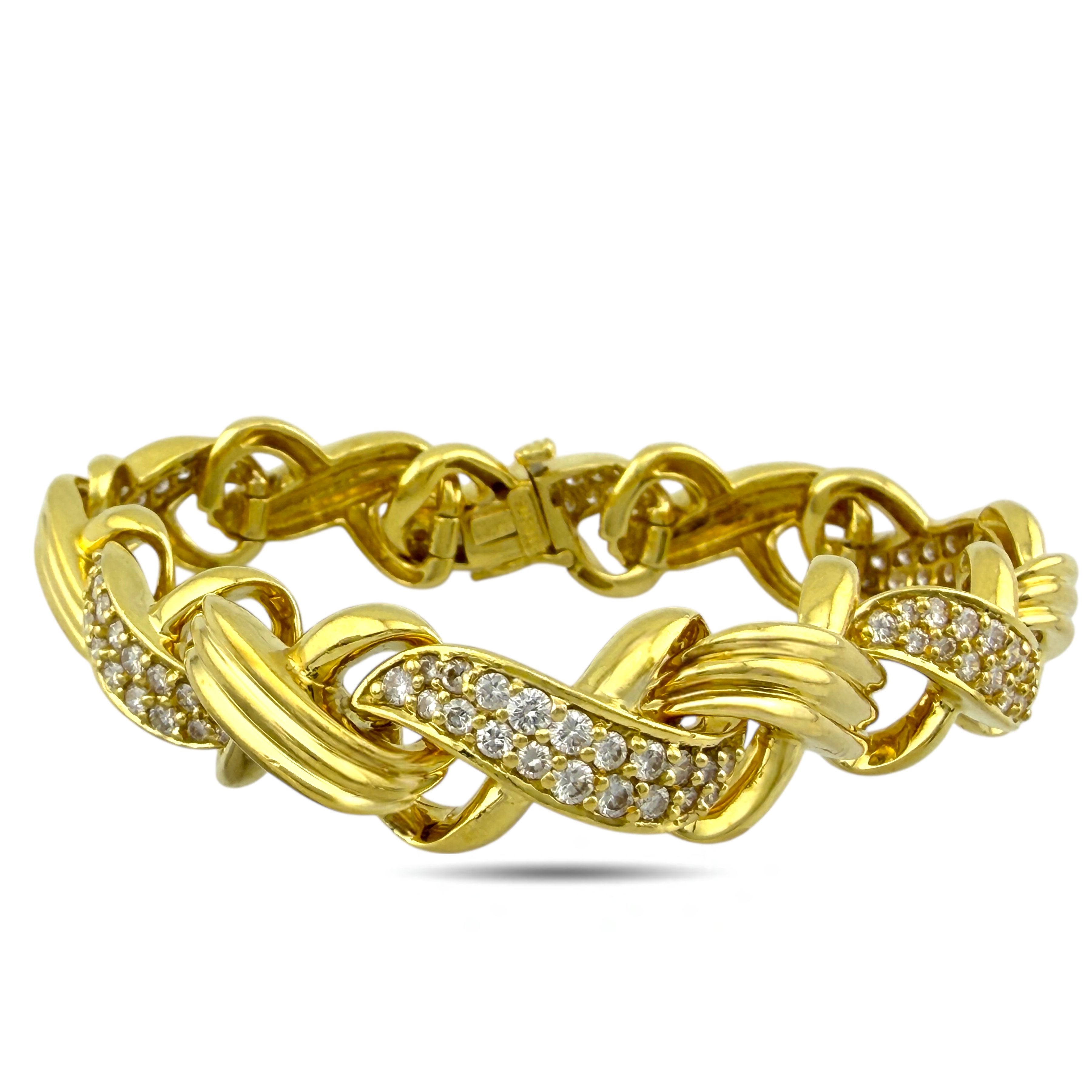Jose Hess 18K Yellow Gold 7ct Diamond Necklace and Bracelet Suite