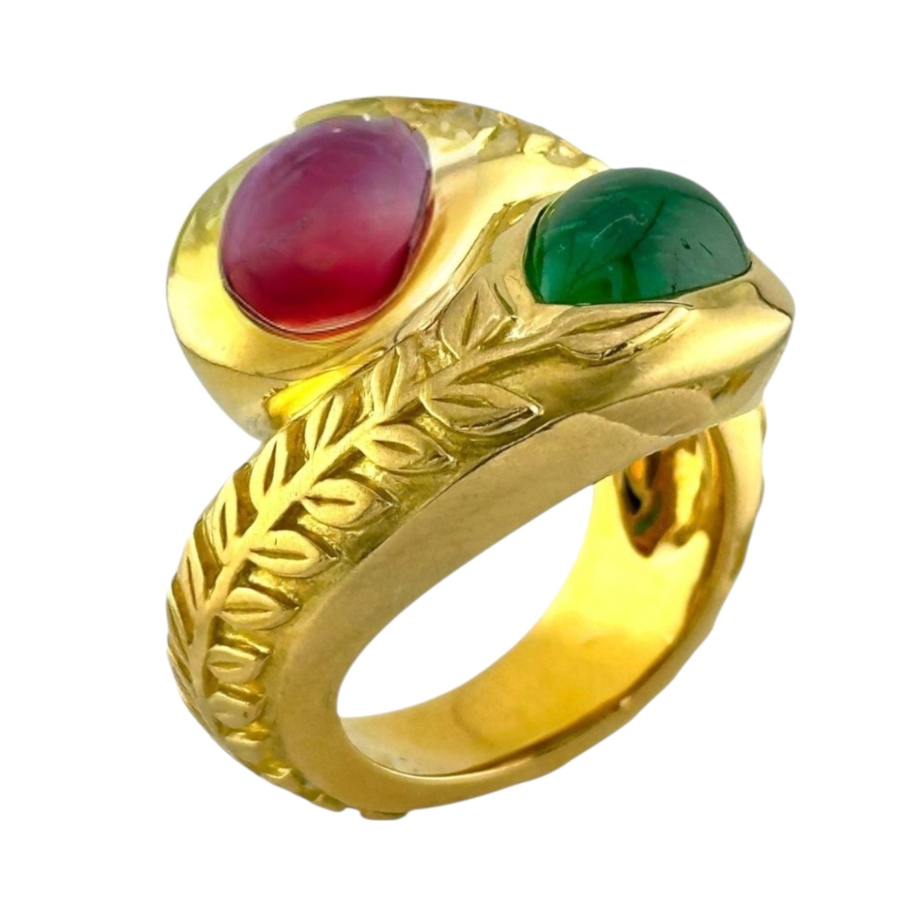 Valentin Magro 18K Gold Ring with 4.5ct Ruby and 4.0ct Emerald