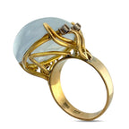 GIA Certified 14K Yellow Gold 16.0ct Jadeite Jade and Diamond Ring