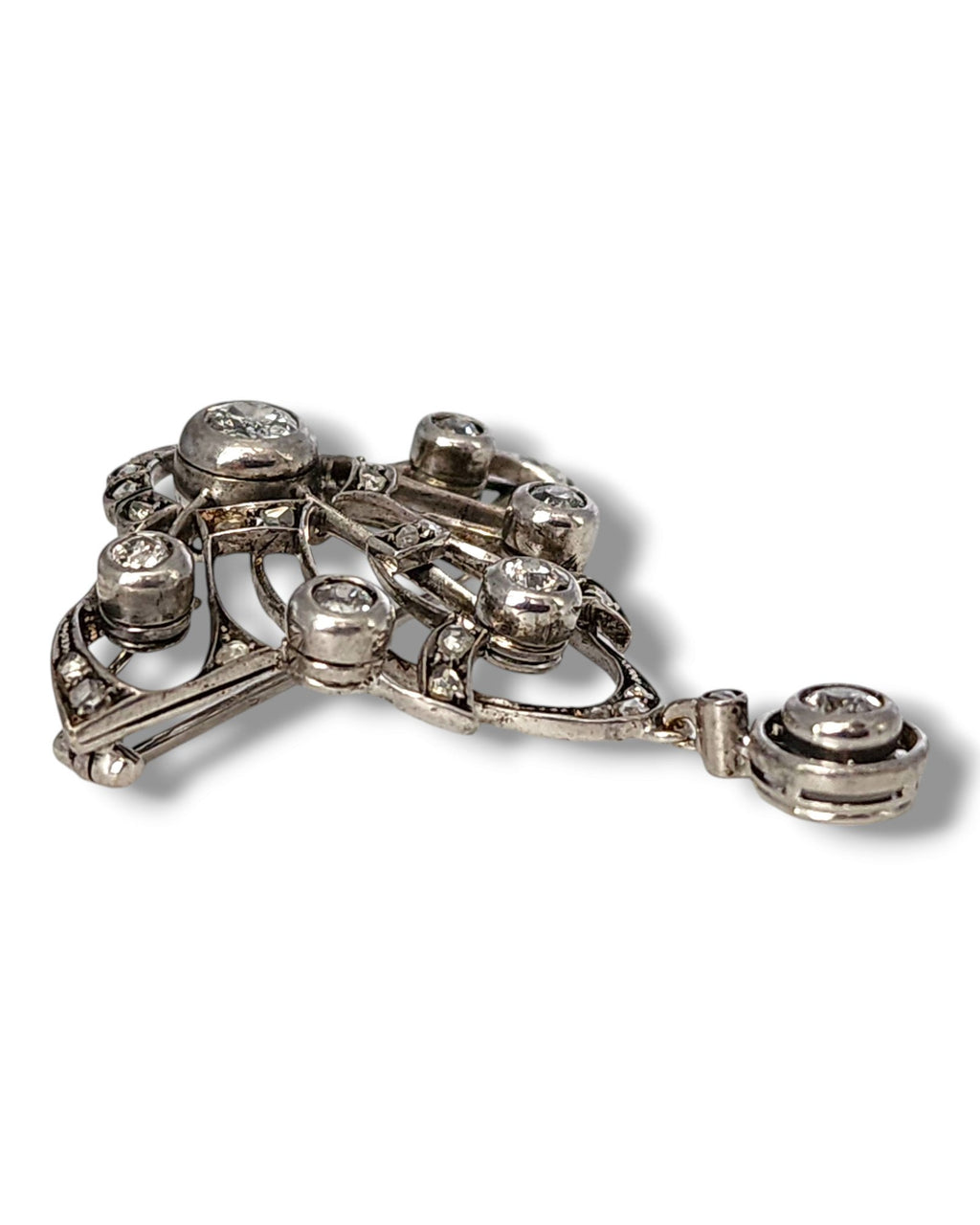 Antique 19th Century Gold and Diamonds Women's Brooch