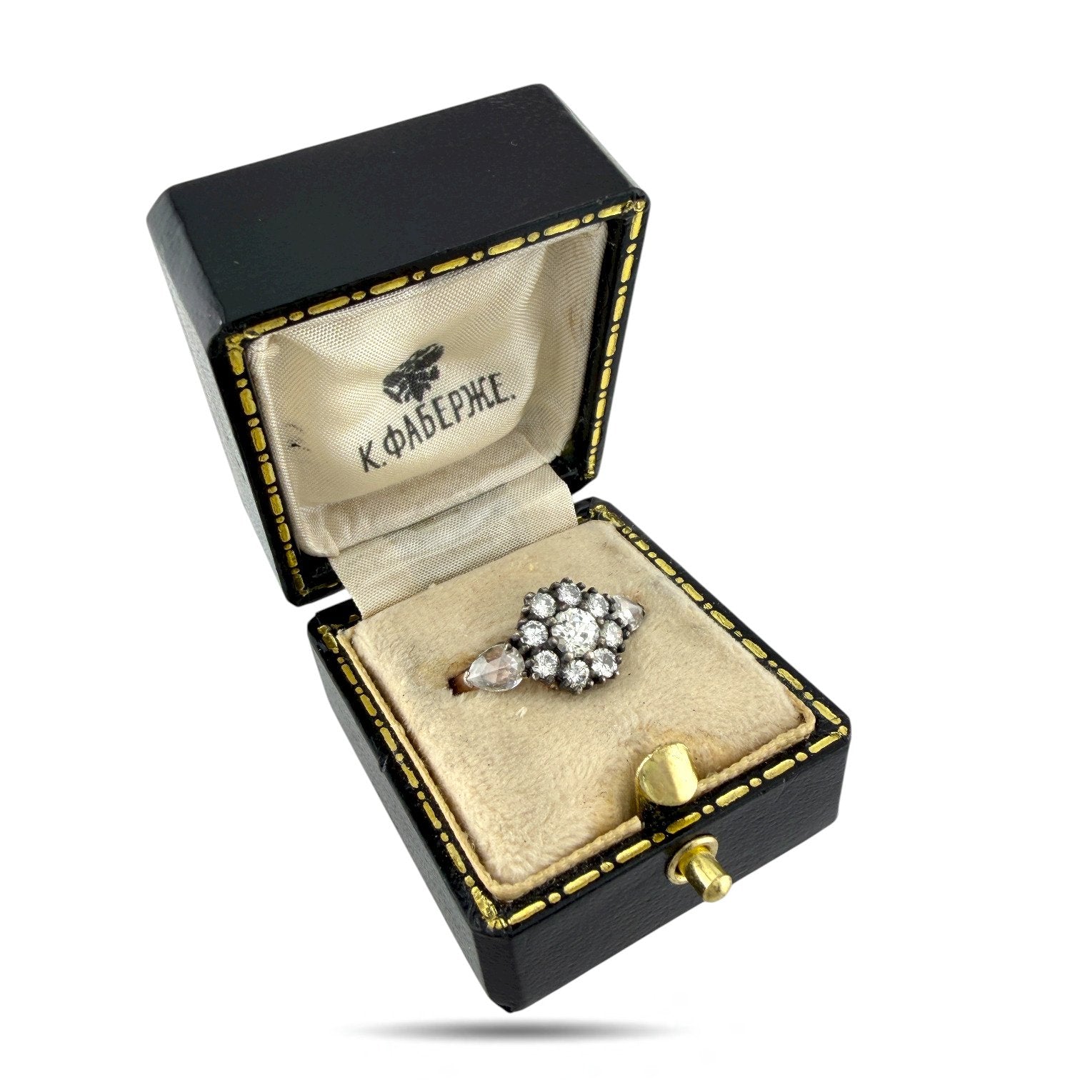 K. Faberge 56K Rose Gold 1.45ct Diamond Ring