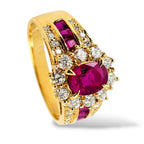 18K Yellow Gold and 1.08ct Diamond and 2.0ct  Ruby Ring
