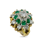 14K Yellow Gold Ring 1.2ct Diamonds and Emerald