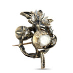 14K Rose Gold 0.3ct Diamond Flower Motif Antique Brooch, Rose Gold