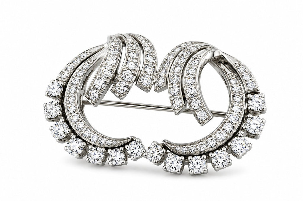 14K White Gold 1.43ct Diamond Brooch