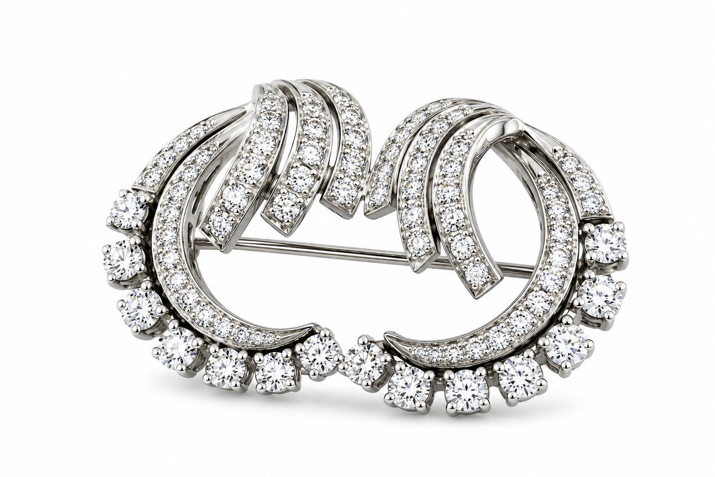 14K White Gold 1.43ct Diamond Brooch