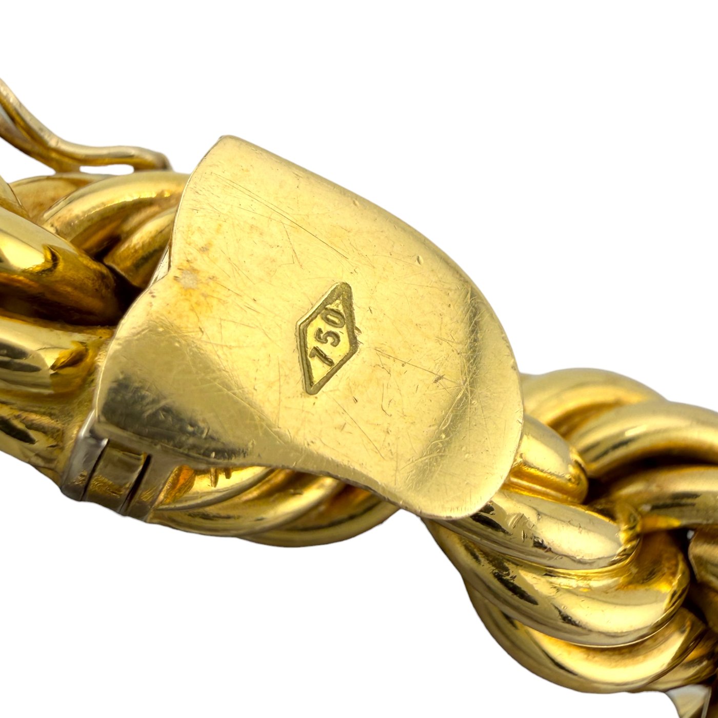 18K Yellow Gold Interwoven Rope Design 1.5ct Diamond Necklace