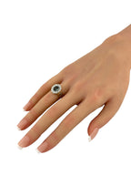 Antique 14K Rose Gold Ring with Diamonds and Green Tourmaline