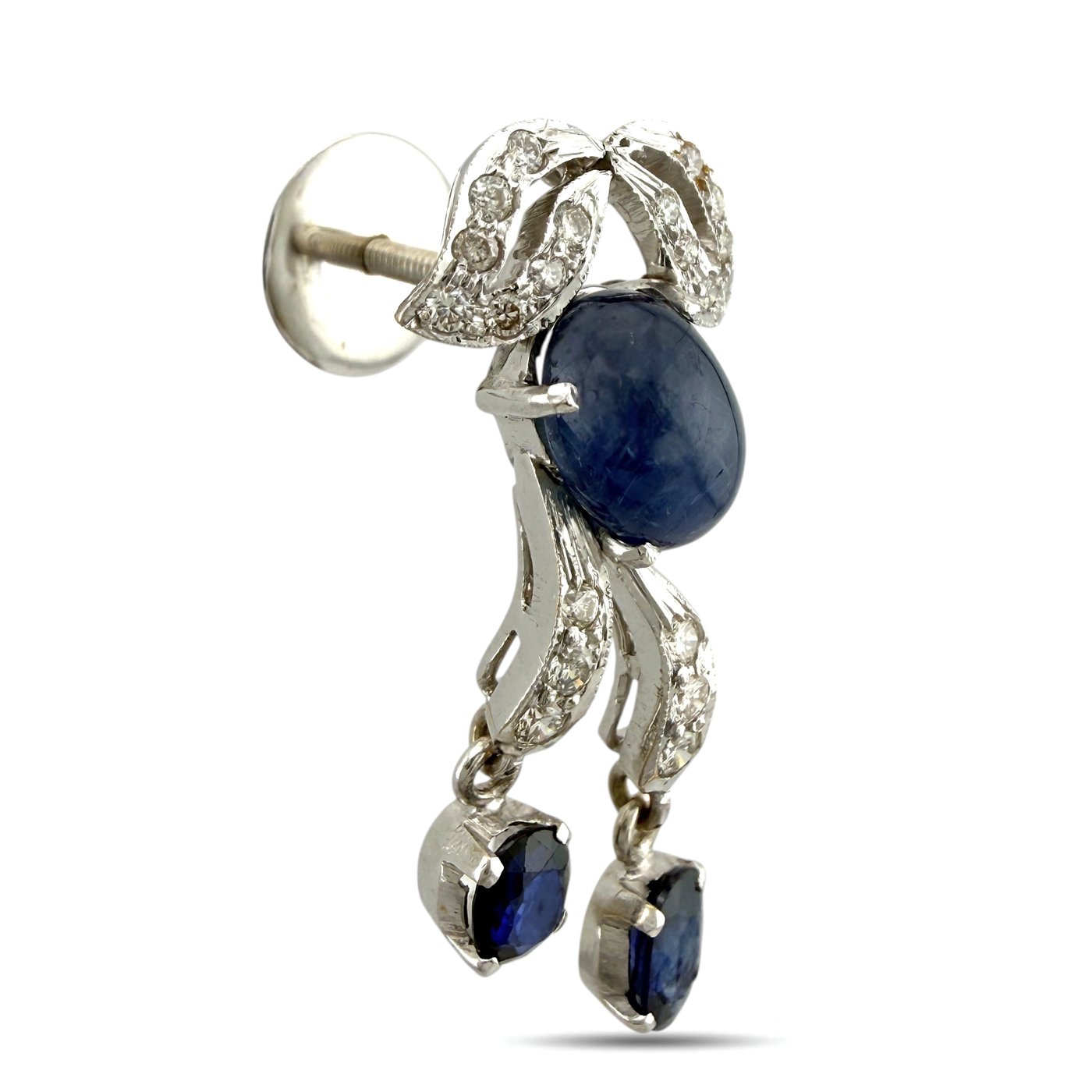 14K White Gold 9.20ct Sapphire and 1.90ct Diamond Necklace and Earring Set