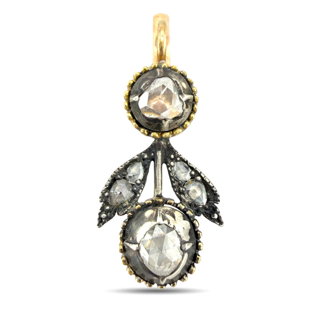 Imperial Russian 56 Rose and Yellow Gold and Old Cut 1.80ct Diamond Earrings