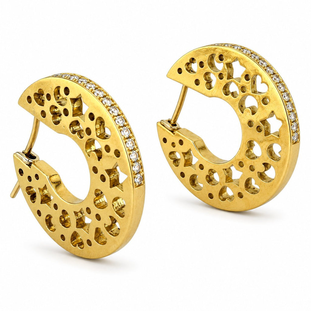 18K Yellow Gold 0.40ct Diamond Moon Design Earrings