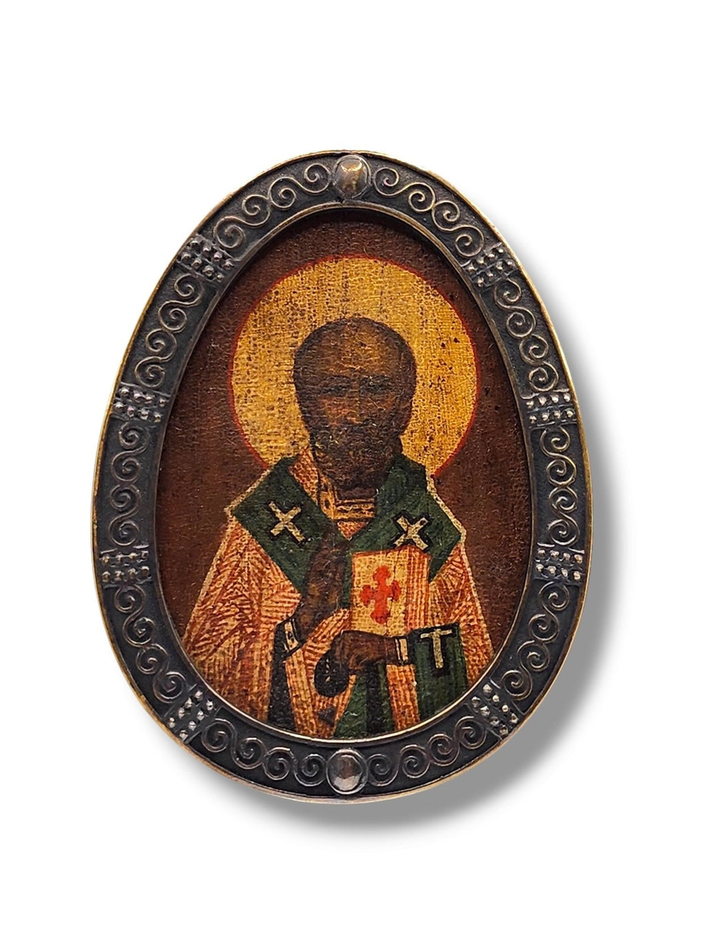 Antique Pavel Ovchinnikov Russian Silver Icon Circa 1909-1917
