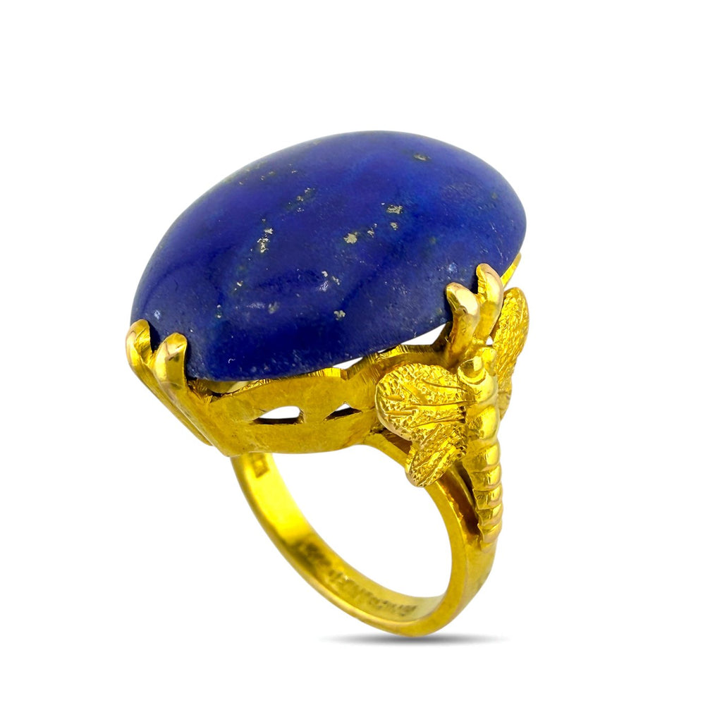 14K Yellow Gold Lapis Lazuli Oval Ring Lapis lazuli