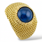 Boucheron Vintage 18K Yellow Gold and 4ct Natural Sapphire Rope Dome Ring