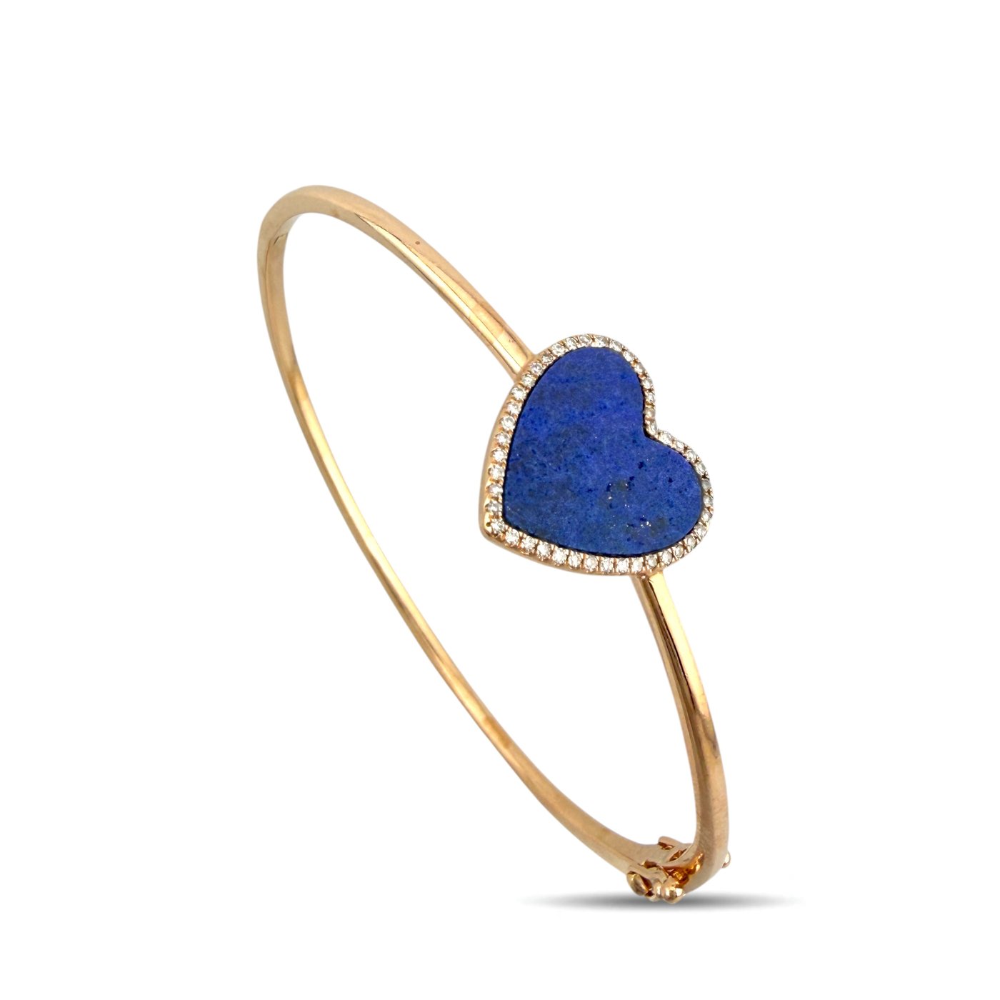 14K Rose Gold Lapis Lazuli Heart and 0.22ct Diamond Bracelet