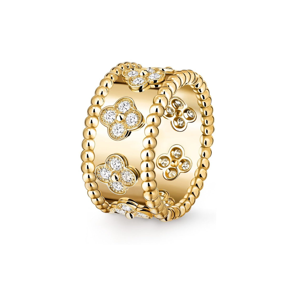 Van Cleef & Arpels Perlée Clovers 18K yellow gold diamond ring
