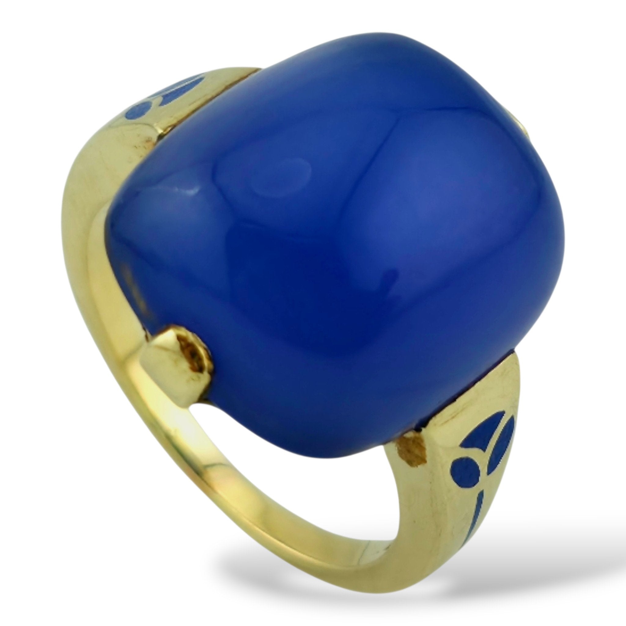14K Yellow Gold and Deep Blue Chalcedony Ring