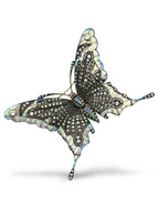 18K Yellow Gold Large Butterfly Brooch with Diamonds, Opals and Ruby Eyes Signed Art Deco