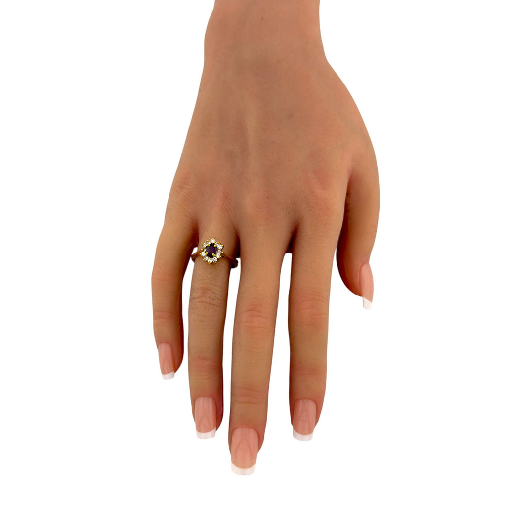 18K Yellow Gold 0.5ct Ruby and 0.24ct Diamond Cocktail Ring