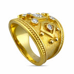 18K Yellow Gold 0.5ct Diamond Sculpted Ring