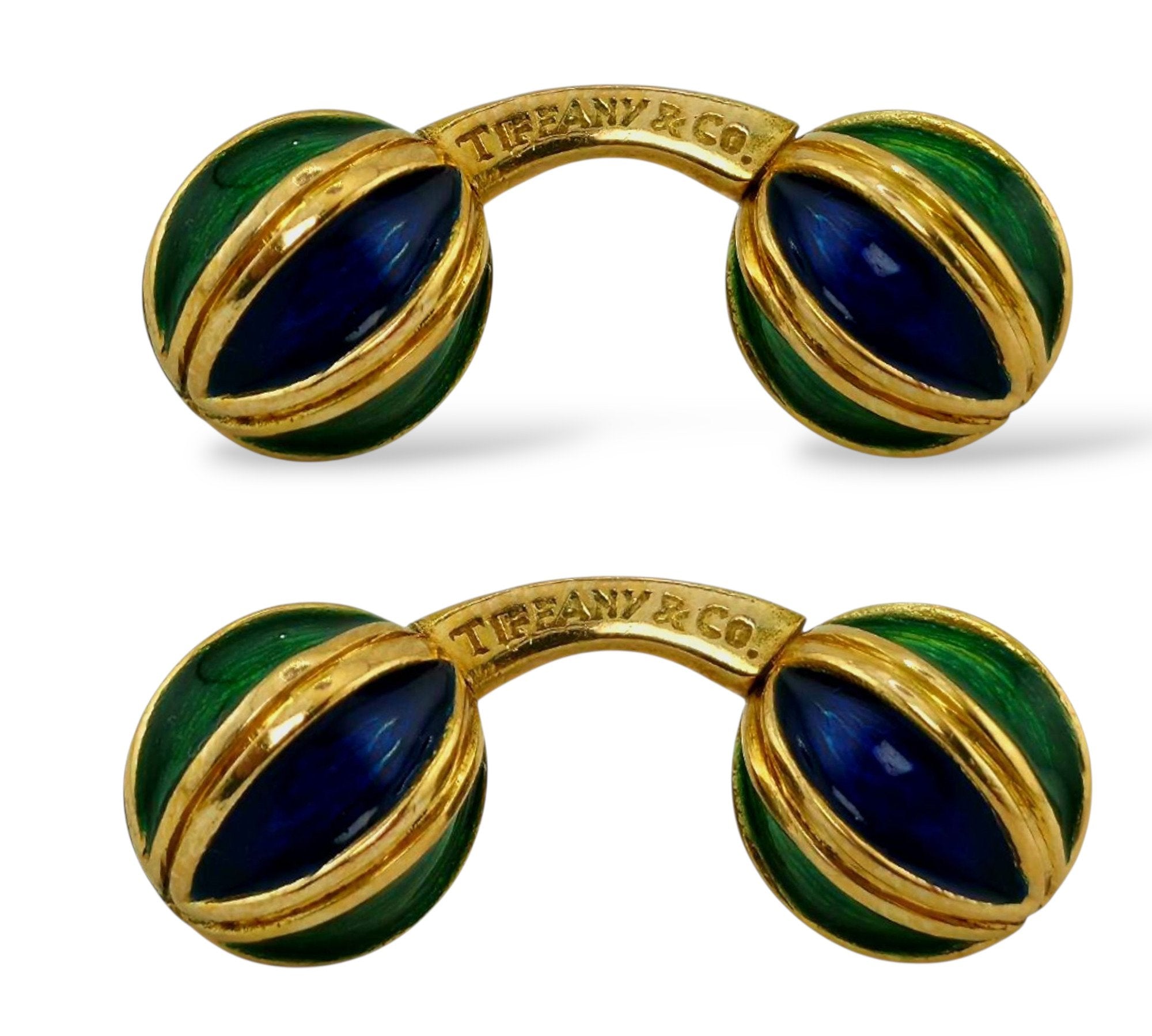 Tiffany & Co. - Cufflinks - 18 kt. Yellow gold,  Rare Tiffany & Co. 18K Gold & Enamel Cufflinks
