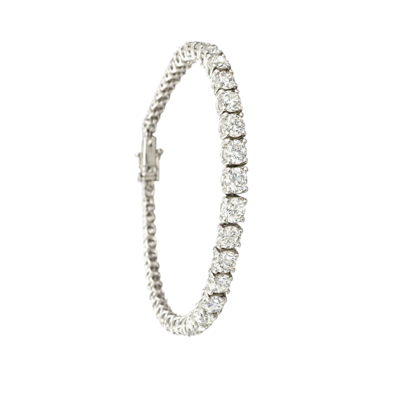 Certified 14K White Gold 12.3ct Diamond Tennis Bracelet