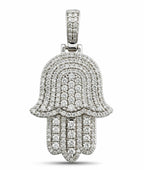 14K White Gold 1.4ct Diamond Hamsa Hand Pendant