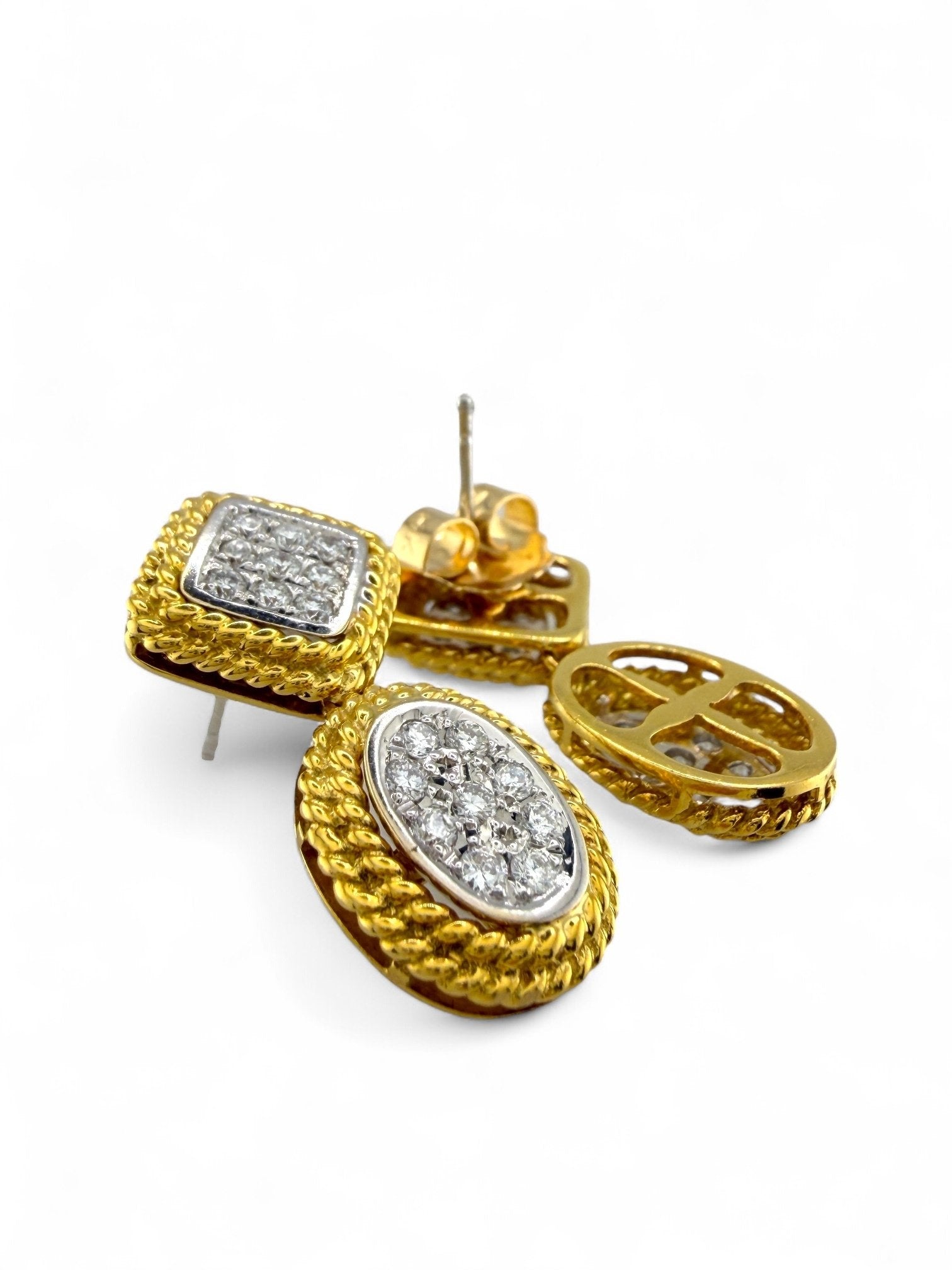 14K Yellow Gold 1ct Diamond Dangle Earrings