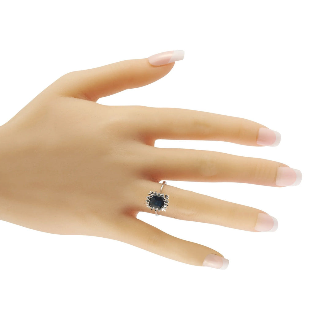 18K White Gold 0.2ct Diamond and 1.45ct Sapphire Ring