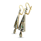 Imperial Russian Jewelled 56K Rose Gold 2.14ct Diamond and Emerald Earrings