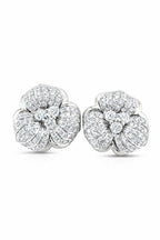 18K White Gold 4.56ct Diamond Floral Petal Earrings