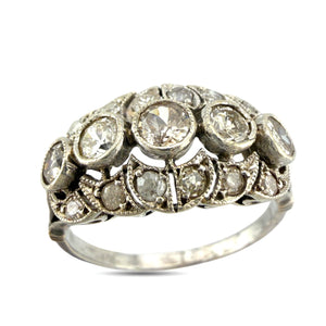 14K White Gold Antique Old Cut 1.00ct Diamond Ring