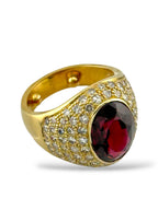 14K Yellow Gold Ring with Diamonds and Large Ruby Diamond