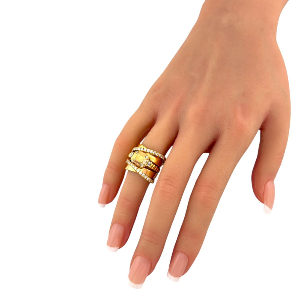 18K Yellow Gold 0.6ct Diamond Modern Abstract Ring