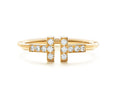 Tiffany & Co. 18k yellow gold diamond cross ring with pave-set stones