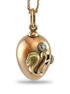 Faberge Jeweled 56K Two-Tone Gold Egg Pendant by Anders Nevalainen