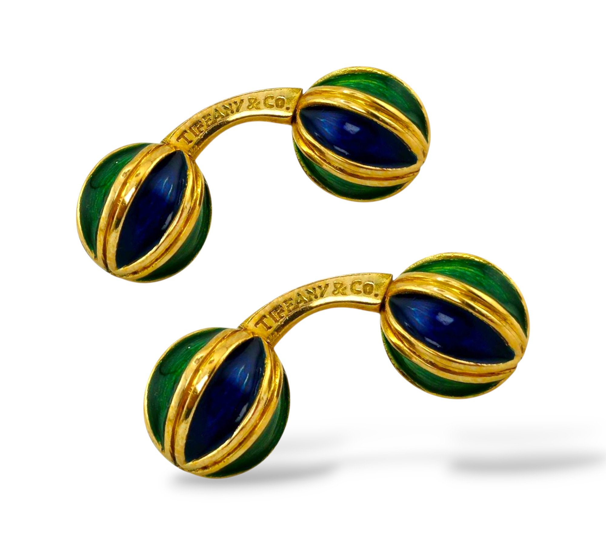 Tiffany & Co. - Cufflinks - 18 kt. Yellow gold,  Rare Tiffany & Co. 18K Gold & Enamel Cufflinks