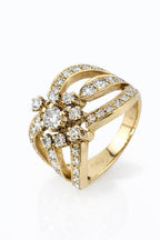 14K Yellow Gold 1.5ct Diamond Cluster Ring